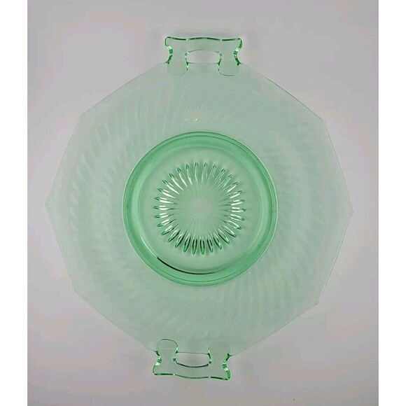 Uranium Glass - Imperial Twisted Optic Cake Plate 11in diameter - Picture 8 of 14